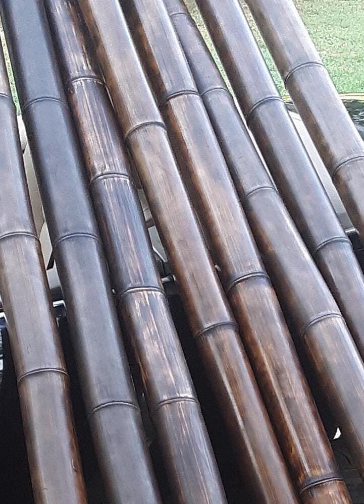 3" Bamboo Poles Set of 8 Large Flame Cured Bamboo Tiki Poles Indoor Outdoor Garden Office Home Decor