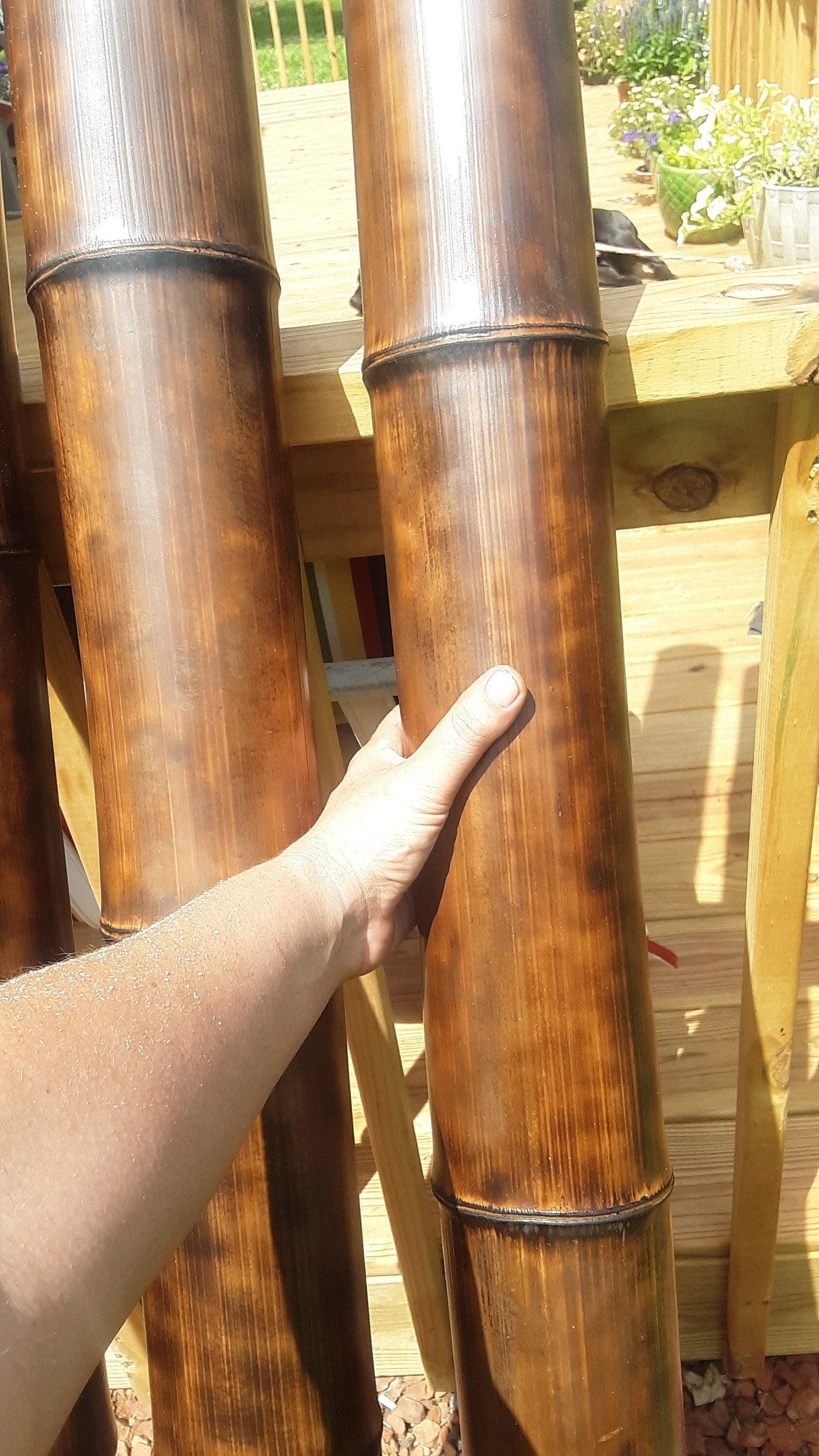 3.5-4" Bamboo Poles Set of 2 Flame Cured Bamboo Indoor/Outdoor Tiki Decor Construction Grade Bamboo Shibari Suspension Pole