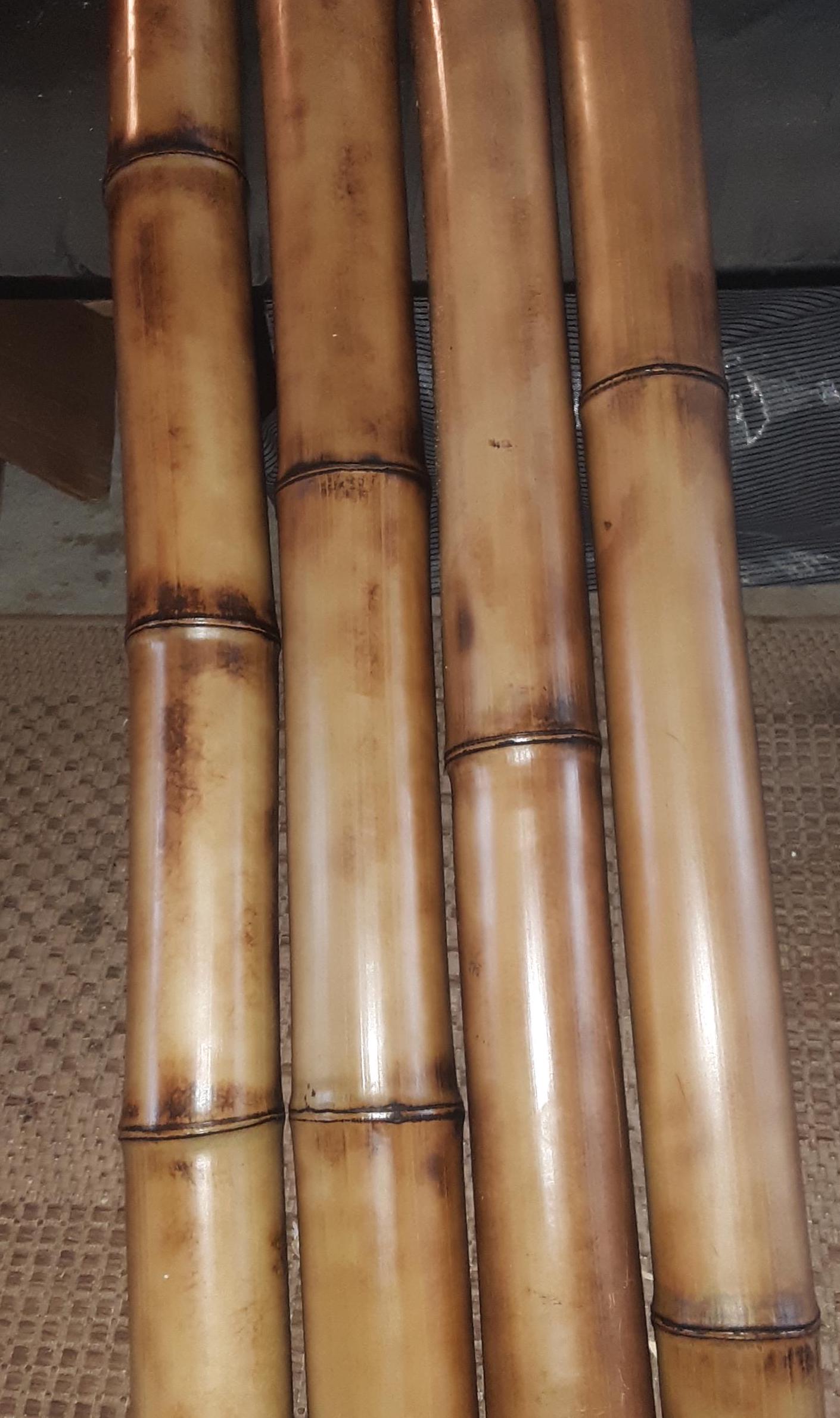 2.5" Set 4 Bamboo Poles Flame Cured All Natural Bamboo Craft Sticks Indoor Outdoor Tiki Decor Bamboo Design