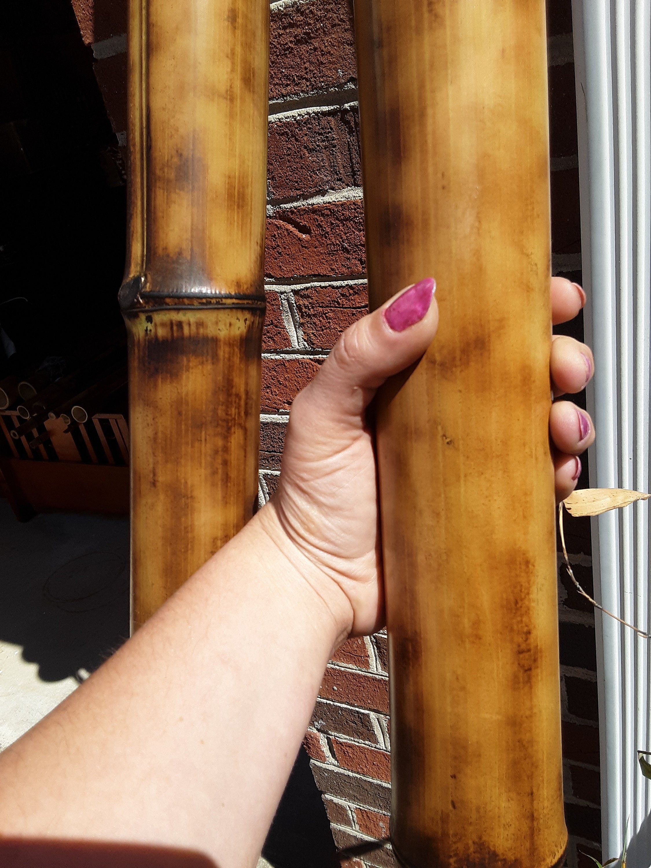 Bamboo Poles 2 pk 2.5-3" Diam. Natural Bamboo Indoor Outdoor Decor Tiki Decor Bamboo Construction Poles Garden Poles Water Feature Bamboo