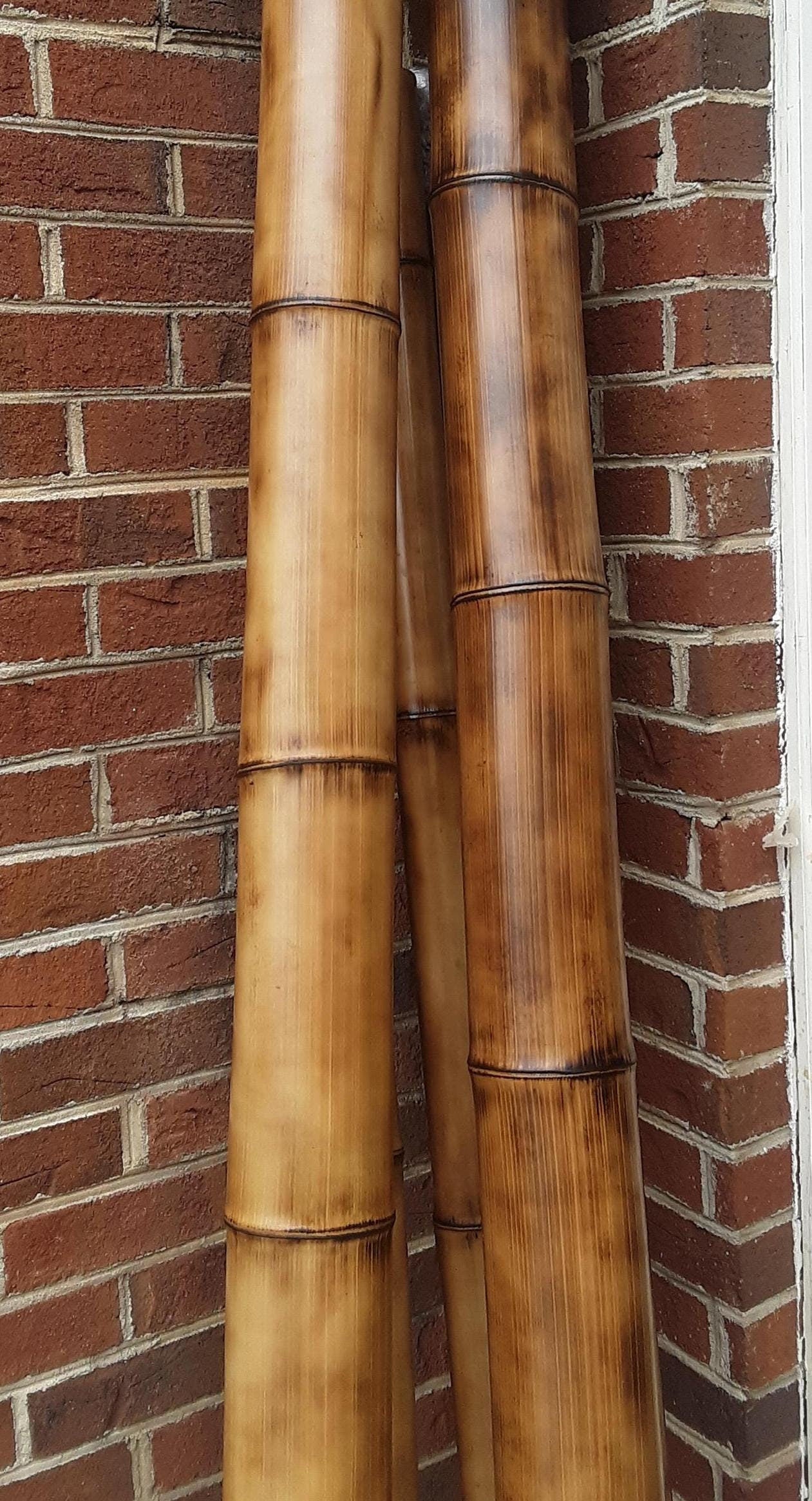 3.5-4" Bamboo Poles Set of 2 Flame Cured Bamboo Indoor/Outdoor Tiki Decor Construction Grade Bamboo Shibari Suspension Pole