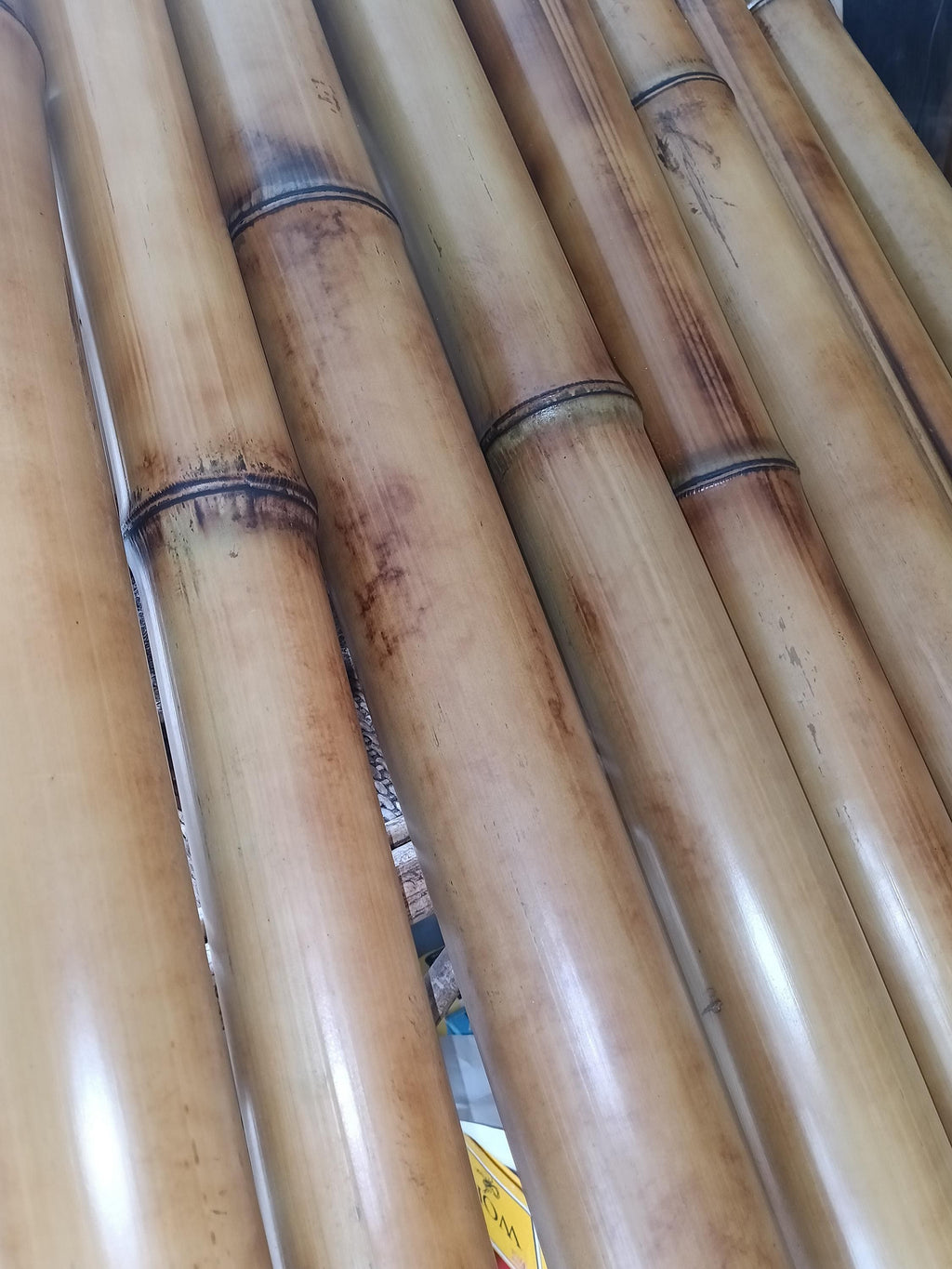 3" Bamboo Poles Set of 8 Large Flame Cured Bamboo Tiki Poles Indoor Outdoor Garden Office Home Decor