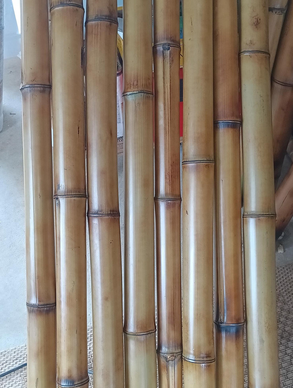 3" Bamboo Poles Set of 8 Large Flame Cured Bamboo Tiki Poles Indoor Outdoor Garden Office Home Decor