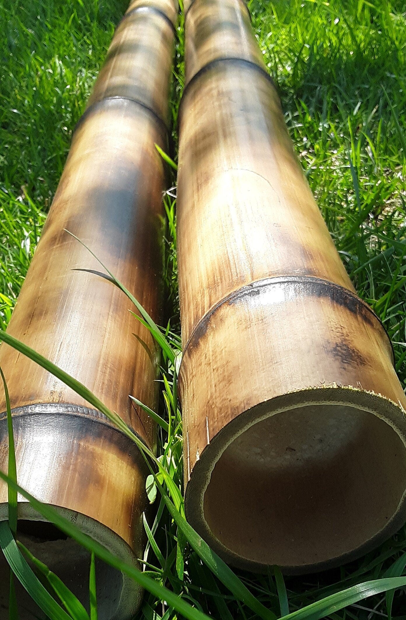 Bamboo Poles 2 pk 2.5-3" Diam. Natural Bamboo Indoor Outdoor Decor Tiki Decor Bamboo Construction Poles Garden Poles Water Feature Bamboo