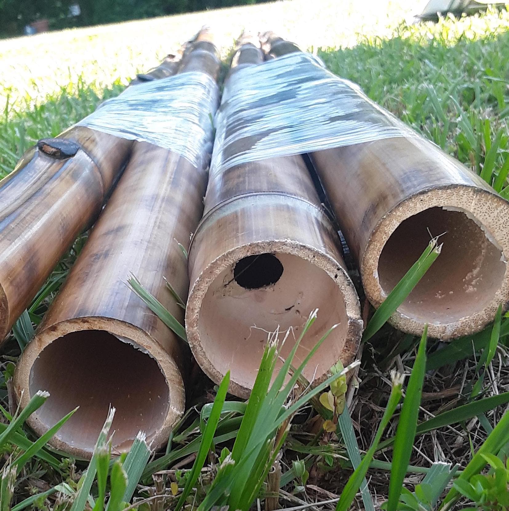 2.5" Set 4 Bamboo Poles Flame Cured All Natural Bamboo Craft Sticks Indoor Outdoor Tiki Decor Bamboo Design